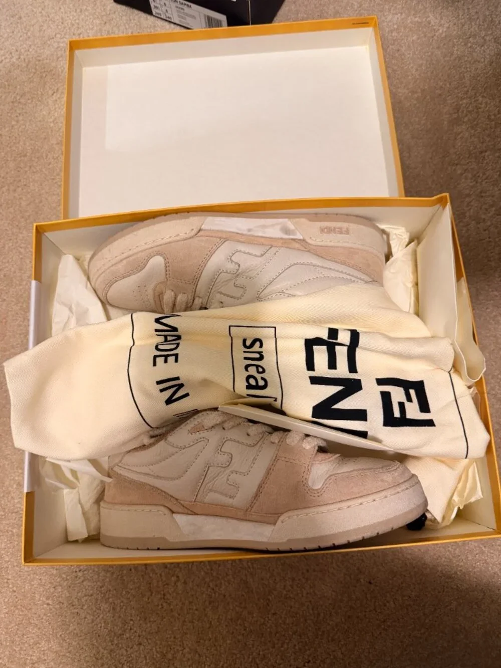 FENDI Match Low Top Sneakers Pink & Cream Suede Women's size:38